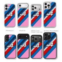 Alpine F1 racing stripe logo Chris Brown Phone Case Black Electroplated Silver For Iphone 11 To 17
