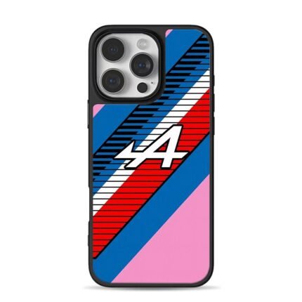 Alpine F1 racing stripe logo iPhone 16 Pro Max Black Case