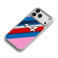 Alpine F1 racing stripe logo iPhone 17 Pro Max Electroplated Silver Case2