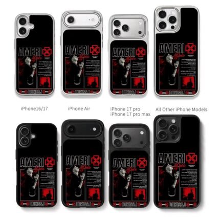 Ameri rapper red black graphic Chris Brown Phone Case Black Electroplated Silver For Iphone 11 To 17