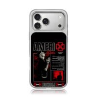 Ameri rapper red black graphic iPhone 17 Pro Max Electroplated Silver Case1