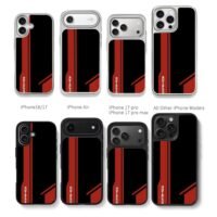 AMG black red racing stripes Chris Brown Phone Case Black Electroplated Silver For Iphone 11 To 17