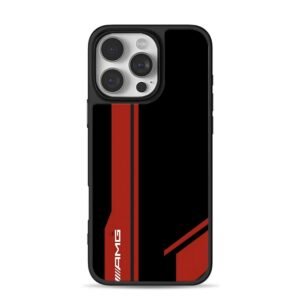 AMG black red racing stripes iPhone 16 Pro Max Black Case