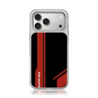 AMG black red racing stripes iPhone 17 Pro Max Electroplated Silver Case1