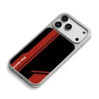 AMG black red racing stripes iPhone 17 Pro Max Electroplated Silver Case2