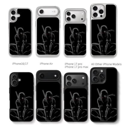 Anbu Itachi Uchiha with katana Chris Brown Phone Case Black Electroplated Silver For Iphone 11 To 17