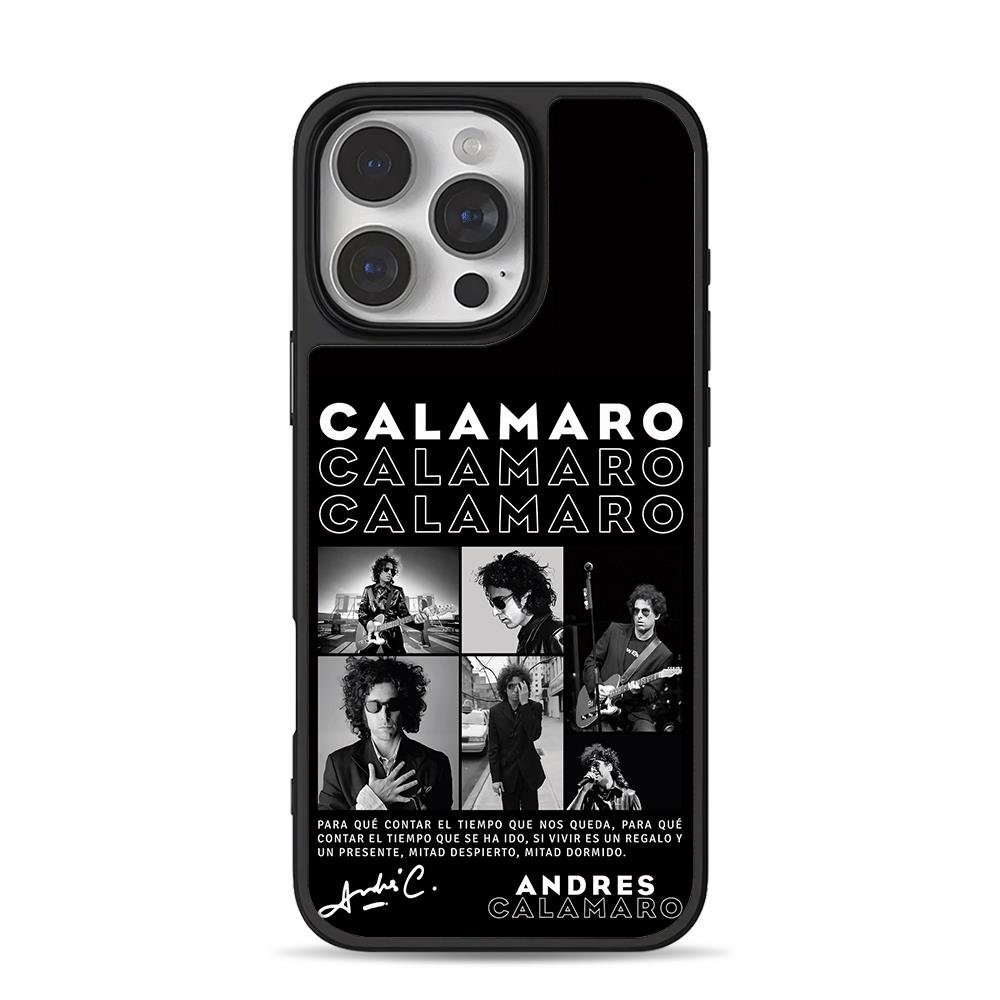 Andres Calamaro photo collage iPhone 16 Pro Max Black Case Andres Calamaro photo collage iPhone 16 Pro Max Black Case