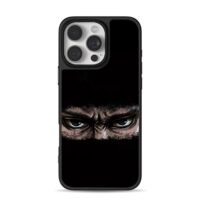 Angry hooded ninja masked eyes iPhone 16 Pro Max Black Case