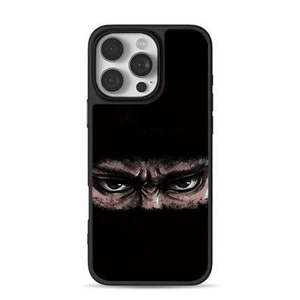 Angry hooded ninja masked eyes iPhone 16 Pro Max Black Case