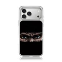 Angry hooded ninja masked eyes iPhone 17 Pro Max Electroplated Silver Case1
