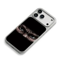 Angry hooded ninja masked eyes iPhone 17 Pro Max Electroplated Silver Case2