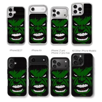 Angry Marvel Hulk pixel grid face Chris Brown Phone Case Black Electroplated Silver For Iphone 11 To 17