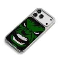 Angry Marvel Hulk pixel grid face iPhone 17 Pro Max Electroplated Silver Case2