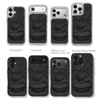 Angry Monochrome Marvel Hulk Chris Brown Phone Case Black Electroplated Silver For Iphone 11 To 17