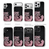Angry pink pig flexing fist Chris Brown Phone Case Black Electroplated Silver For Iphone 11 To 17