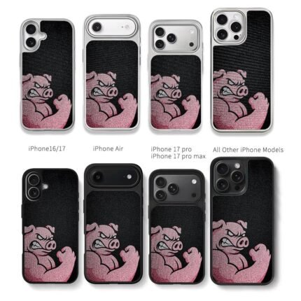 Angry pink pig flexing fist Chris Brown Phone Case Black Electroplated Silver For Iphone 11 To 17