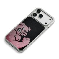 Angry pink pig flexing fist iPhone 17 Pro Max Electroplated Silver Case2