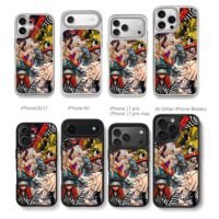 Anime character graffiti art Chris Brown Phone Case Black Electroplated Silver For Iphone 11 To 17