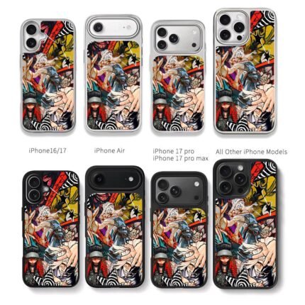 Anime character graffiti art Chris Brown Phone Case Black Electroplated Silver For Iphone 11 To 17