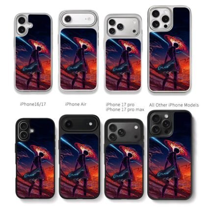 Anime cyber girl black hole Chris Brown Phone Case Black Electroplated Silver For Iphone 11 To 17