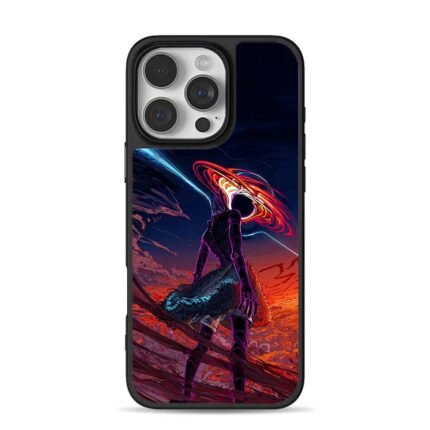 Anime cyber girl black hole iPhone 16 Pro Max Black Case