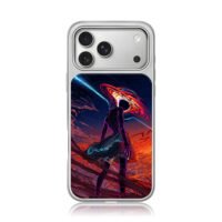Anime cyber girl black hole iPhone 17 Pro Max Electroplated Silver Case1