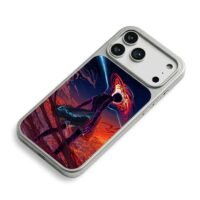 Anime cyber girl black hole iPhone 17 Pro Max Electroplated Silver Case2