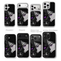 Anime girl and oni mask purple eyes Chris Brown Phone Case Black Electroplated Silver For Iphone 11 To 17