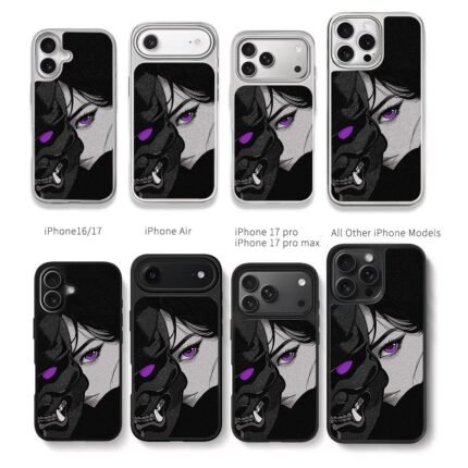 Anime girl and oni mask purple eyes Chris Brown Phone Case Black Electroplated Silver For Iphone 11 To 17
