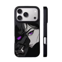 Anime girl and oni mask purple eyes iPhone 17 Pro Max Black Case