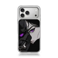 Anime girl and oni mask purple eyes iPhone 17 Pro Max Electroplated Silver Case1