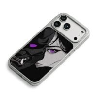 Anime girl and oni mask purple eyes iPhone 17 Pro Max Electroplated Silver Case2