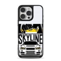 Anime girl and Skyline JDM car iPhone 16 Pro Max Black Case