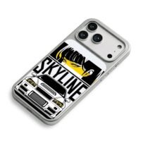 Anime girl and Skyline JDM car iPhone 17 Pro Max Electroplated Silver Case2