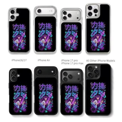 Anime girl neon sword kanji Chris Brown Phone Case Black Electroplated Silver For Iphone 11 To 17