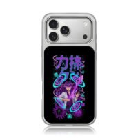 Anime girl neon sword kanji iPhone 17 Pro Max Electroplated Silver Case1