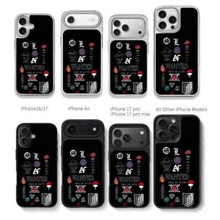 Anime logos OP Naruto L Goku Chris Brown Phone Case Black Electroplated Silver For Iphone 11 To 17