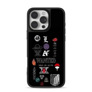 Anime logos OP Naruto L Goku iPhone 16 Pro Max Black Case