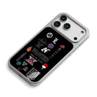 Anime logos OP Naruto L Goku iPhone 17 Pro Max Electroplated Silver Case2