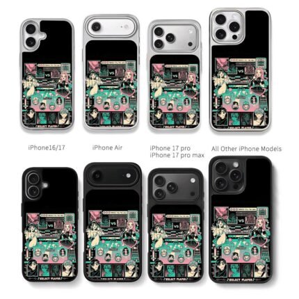 Anime rhythm game vs girls art Chris Brown Phone Case Black Electroplated Silver For Iphone 11 To 17