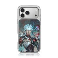 Anime silver red eyes warrior iPhone 17 Pro Max Electroplated Silver Case1
