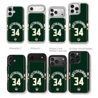 Antetokounmpo 34 NBA Finals Chris Brown Phone Case Black Electroplated Silver For Iphone 11 To 17