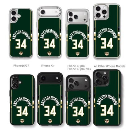 Antetokounmpo 34 NBA Finals Chris Brown Phone Case Black Electroplated Silver For Iphone 11 To 17