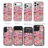 Anya Forger pink anime collage Chris Brown Phone Case Black Electroplated Silver For Iphone 11 To 17