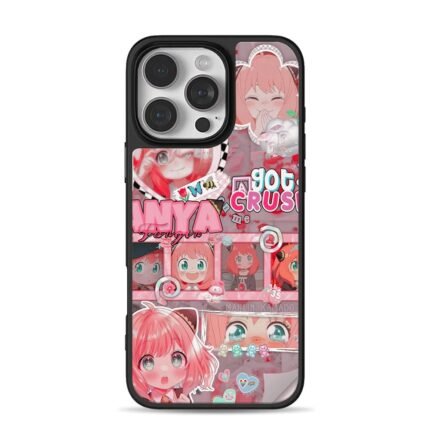 Anya Forger pink anime collage iPhone 16 Pro Max Black Case