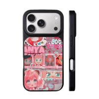 Anya Forger pink anime collage iPhone 17 Pro Max Black Case