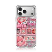 Anya Forger pink anime collage iPhone 17 Pro Max Electroplated Silver Case1