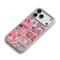 Anya Forger pink anime collage iPhone 17 Pro Max Electroplated Silver Case2