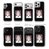 Anya hugging Bond Spy x Family Chris Brown Phone Case Black Electroplated Silver For Iphone 11 To 17