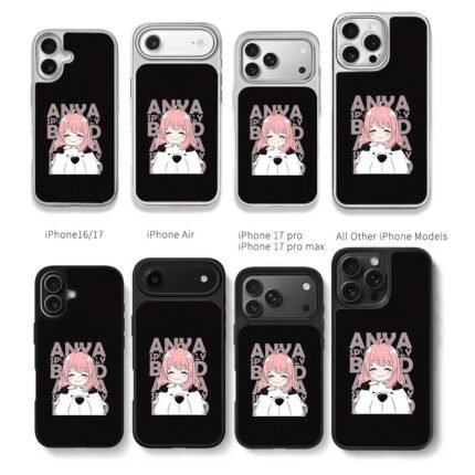 Anya hugging Bond Spy x Family Chris Brown Phone Case Black Electroplated Silver For Iphone 11 To 17